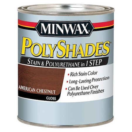 Minwax 1 Qt Minwax 61475 American Chestnut PolyShades Wood Stain And Polyurethane Gloss 61375