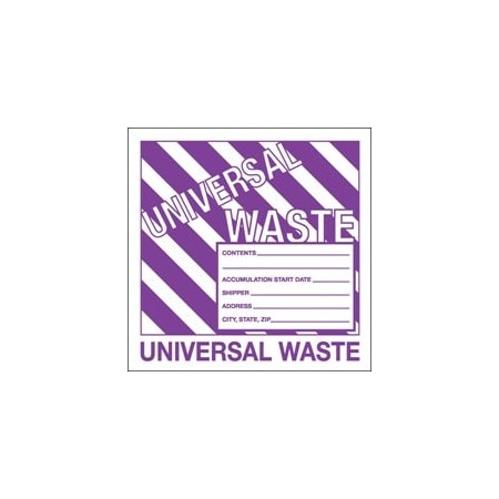 Bubblefast 6 x 6'' - ''Universal Waste'' Labels BFDL1303
