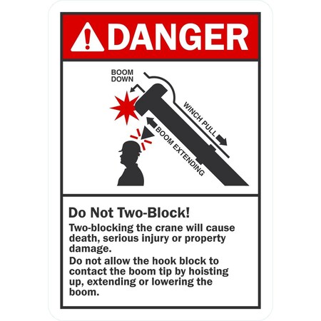 Lyle Do Not Two-Block Could Cause Injury, 7x10, Non-Reflective, White G-17323-PL_7x10