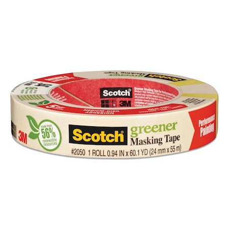 Scotch Greener Masking Tape 2050, 3in Core, 0.94in x 60 yds, Beige 205024A