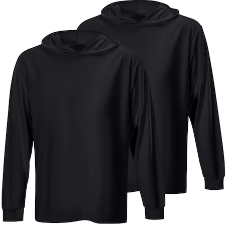 Protectx Sun Protection Hoodie, Polyester, Black, S, 2 PK HD-APL130-BK-02-S