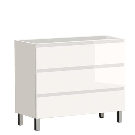 Homeroots 40" White Wood Freestanding Bathroom Vanity With White Sink And Three Drawers 624155