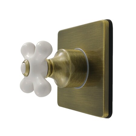 Kingston Brass Single-Handle Six-Way Diverter Valve with Square Trim Kit, Antique Brass KS4043PX