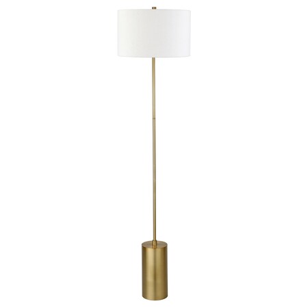 Homeroots 64" Brass Traditional Shaped Floor Lamp With White Frosted Glass Empire Shade 523497