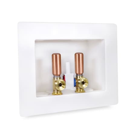 Everflow Washing Machine Outlet Box, Dual Drain, Assmbld W/ 1/2'' PEX B Valves & Hammer Arrestors, White ABS SB200-PH