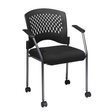 Office Star Products ProGrid Titanium Finish Rolling Visitors Ch, Coal 8640-30