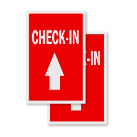 Signmission Check-in With Up Arrow, Vinyl Decals Only 24 Inch x 36 Inch, Vinyl Decal, 2PK DSB-2436-2PACK-Check-in With Up Arrow