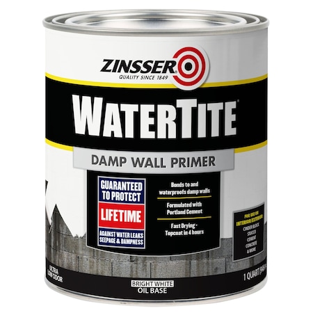 Zinsser WaterTite Damp Wall Oil Base Primer, Bright White, 1 Quart 396242