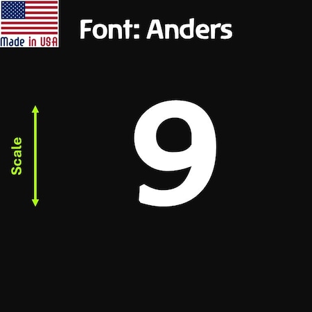 Aacc Self-Adhesive Vinyl Number: 9, Size: 0.75 in. Color: White Font: Anders, 1 sticker AACC-Anders-N9-White-I0.75x1