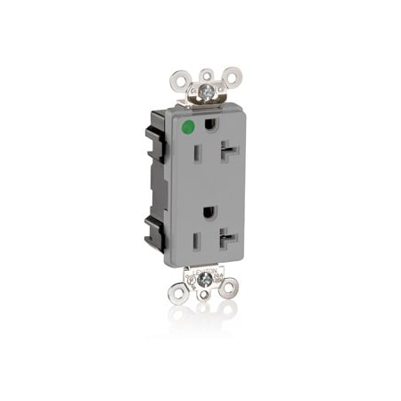 Leviton Hospital Grade Decora Receptacle, 20 Amp, 125 Volt M1636-HGG