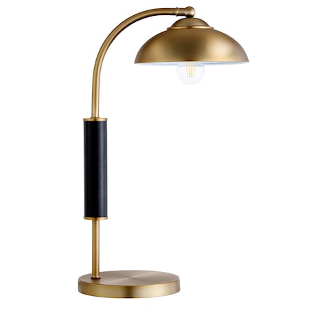 Homeroots 24" Gold and Black Metal Desk Table Lamp With Gold Dome Shade 524299