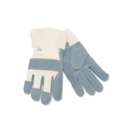 Mcr Safety Select Shoulder Split Cow Gloves, Medium, Gray/White Fabric, 12PK 127-1500KM