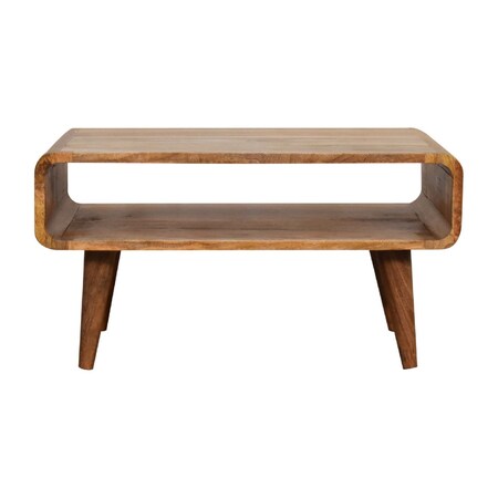 Homeroots 26in Brown Solid Wood Open Shelving TV Stand 719190