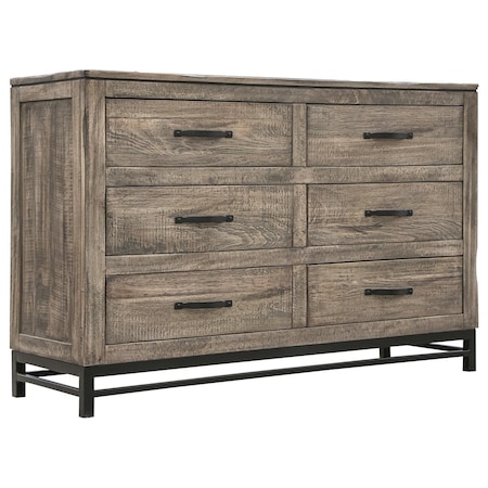 Homeroots 56" Brown Solid Wood Six Drawer Double Dresser 524606