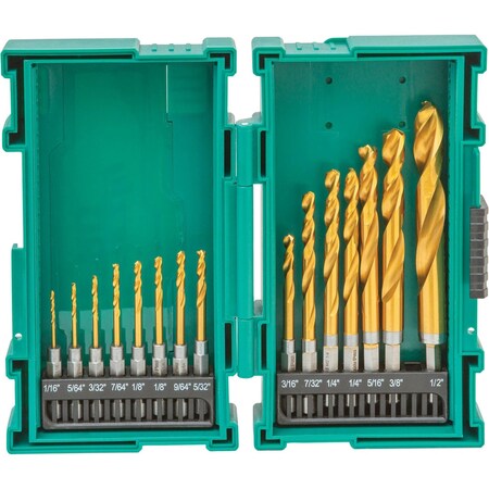 Grizzly Pro M2 HSS TiN-Coated Quick-Release Hex Shank Drill Bit Set, 15 Pc. T33840