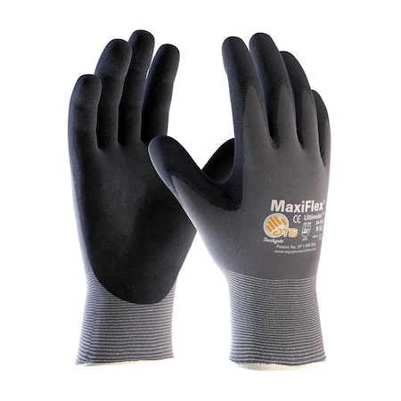 Pip Coated Gloves, Nitrile, Microfoam, Palm, Not Rated Abrasion Level, Gray/Black, M 1 PR 34-874