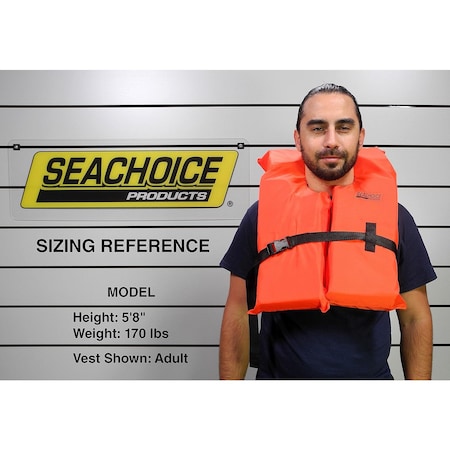 Seachoice Life Vest, Type II Personal Flotation Device, Orange, Adult 85520