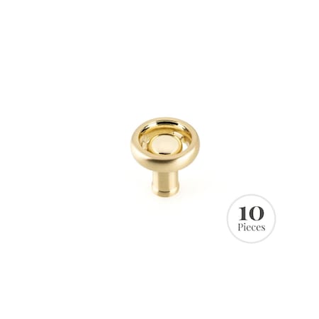 Kingston Brass 10-Pack Cabinet Industrial Knob for Kitchen, 36 mm, Brushed Brass RK22093BB
