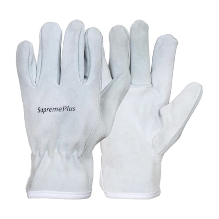 Supremeplus Split Cowhide Leather Driver Gloves, White, Size: XL, Pair 1 SP-6465