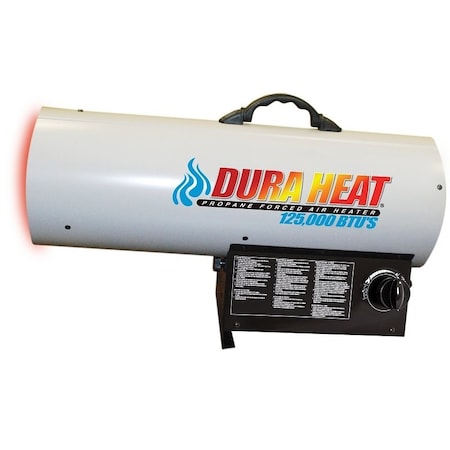 Dura Heat GFA125A Forced Air Heater, 70,000/85,000/125,000 Btu, 3200 sq-ft Heating Area, Liquid Propane, White GFA125A