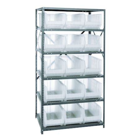 Quantum Storage Systems 6 SHELF UNIT W/15 HULK BINS CLEAR 2475-953CL