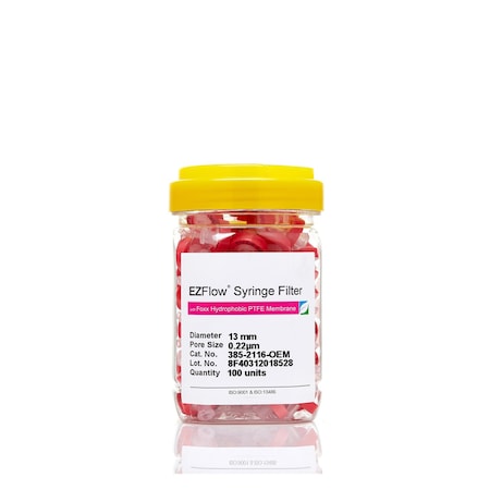 Foxx Life Sciences EZFlow Syringe Filter-Sample Prep, 0.45um Hydrophilic PVDF, 13mm, 100PK 388-3116-OEM