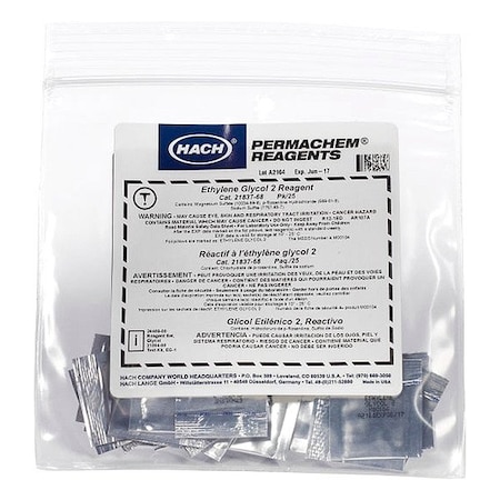 Hach Glycol Test Reagent 2 Powder , Pouch, PK25 2183768
