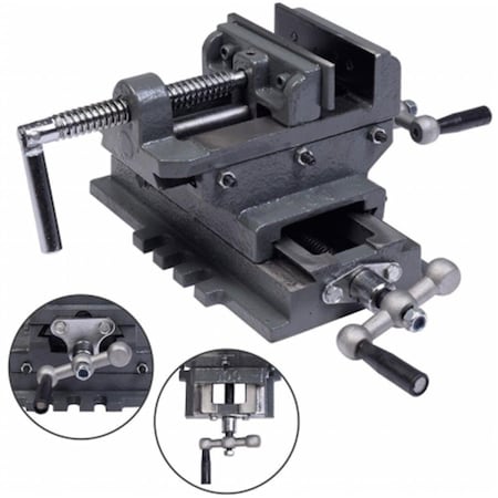 Swivel 4 in. Cross Drill Press Vise X-Y Clamp Machine Slide Metal Milling 2 Way Heavy Duty, Dark Gray SW2629071