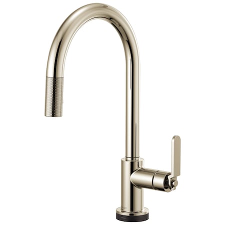 Brizo Litze: SmartTouch Pull-Down Kitchen Faucet with Arc Spout and Industrial Handle 64044LF-PN