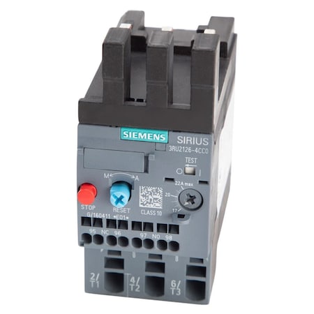 Siemens Overload relay 17.22 A Thermal For motor protection Size S0 Class 10 3RU2126-4CC0