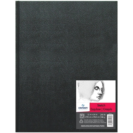 Canson Artist Series Sketch Art Book, Black Cover, Hardbound, 90 Sheet, 11x14 inch C100510419
