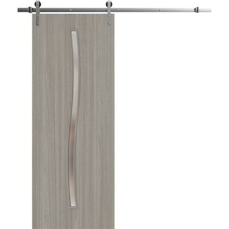 Sartodoors Modern Barn Door 36 x 84 inches, BASIC 3002 Oak Franko, 6.6FT Silver Rail Track Heavy Hardware Set BASIC3002BD-S-DUFR-3684