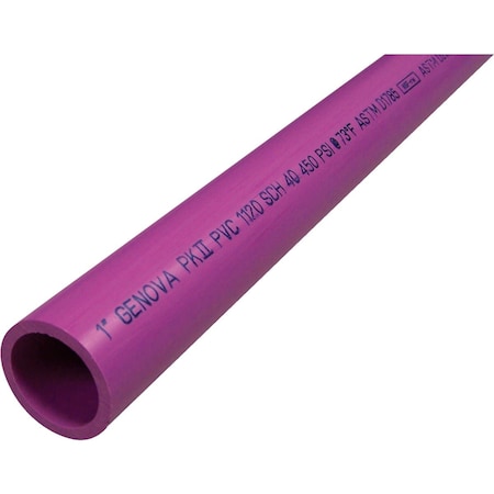 Charlotte Pipe And Foundry 1''x20 ' Purple PVC Pressure Pipe for Reclaimed Water Usage PVC 04010B 0800RW