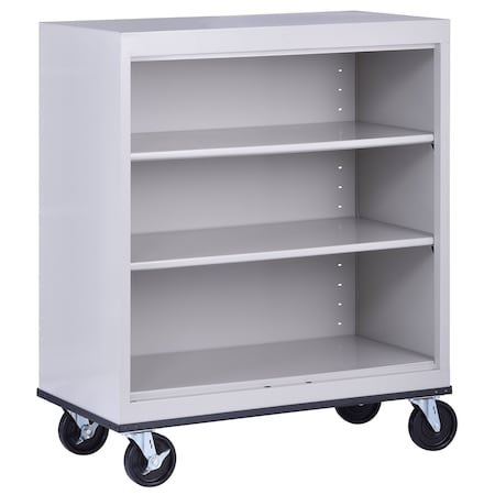 Sandusky Lee Mobile Welded Steel Bookcase, 36x18x36, Dove Gray BM20361836-05