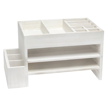 Homeroots 16" White Wood Desk Organizer 661180