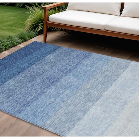Homeroots 9' X 12' Blue And Gray Ombre Washable Indoor Outdoor Area Rug 595803