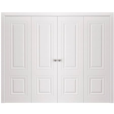 Sartodoors Sliding Closet Double Bi-fold Doors 96 x 80 inches, BASIC 9772 White, Sturdy Tracks Moldings Trims BASIC9772DBF-SKIN-96