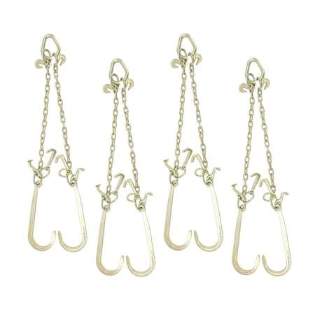 Mytee Products 5/16in G70 V-Chain Bridle w/ 15in Large J Hooks, T & J Hook w/ Grab Hooks 2ft Legs, 4PK CH5162V-J-TJ-GHx4