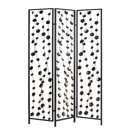 Homeroots 71" Gray Iron Folding Three Panel Screen Room Divider 342763