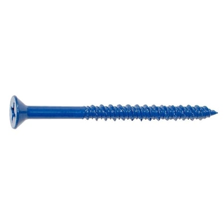 Midwest Fastener Masonry Screw, 1/4" Dia., Flat, 3 1/4 in L, Steel Blue Ruspert M09283