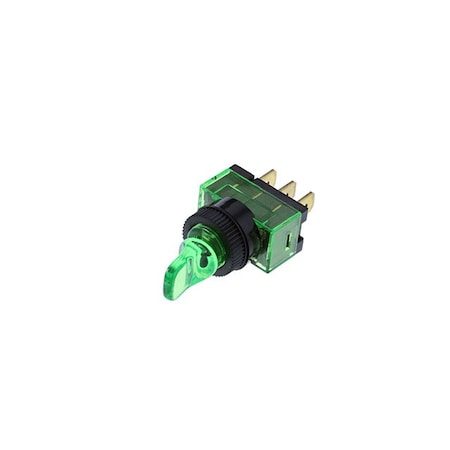Switch Components Duckbill Toggle, 3P SPST OFF-ON, Green Bulb TE6-1A-DC-1-GL