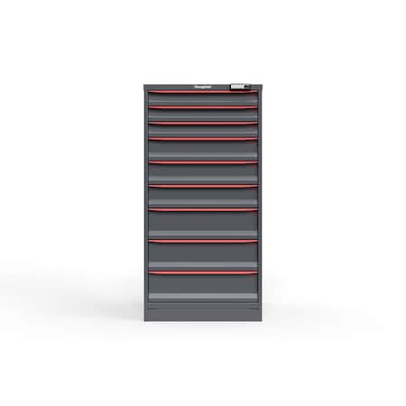 Strong Hold 9 drawer cabinet - (3x 3ft, 3x 5ft, 3x 7ft) - Red accents - E-Lock w/ Tracking S3060-PPTAS-0903DS