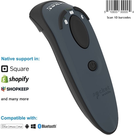 Socket Mobile D730 DuraScan Laser Bluetooth Barcode Scanner 1D Gray CX3358-1680