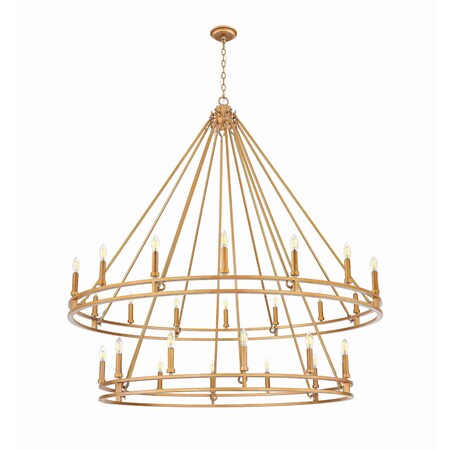 Z-Lite Dennison 28-Light Chandelier, 60 in W, Signature Brass 4005-28SBR