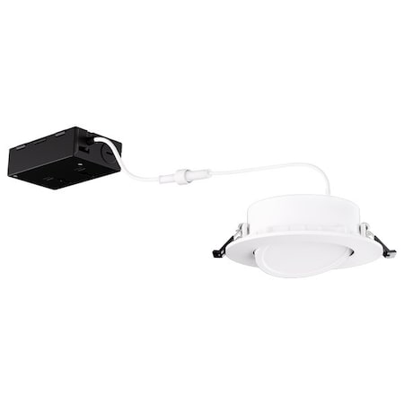 Elco Lighting 4in LED Recessed Gimbal Downlight, 5-CCT Switch, 650lm, White ERT413CT5DXW