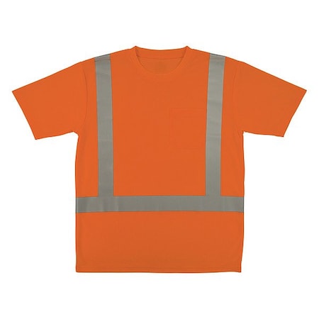 Ergodyne Hi-Vis Shirt, XL, Orange, Short Sleeve 21855
