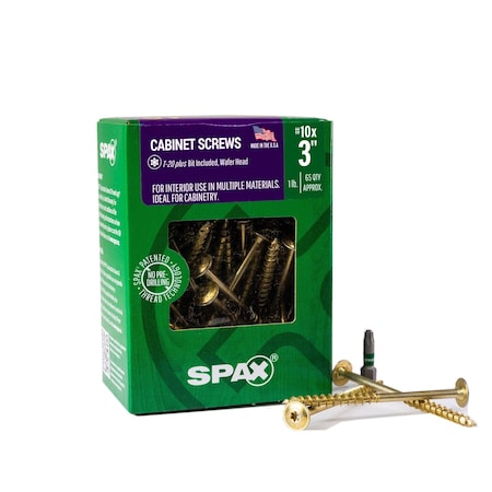 Spax #10 x 3 in Interior Cabinet Wood Screws Construction Wafer Head T-Star Plus, 65PK 4281020500754