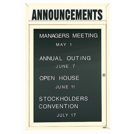 Aarco Outdoor Enclosed Directory w/ Al Frame Header, Powder Coated Ivory, 36''Hx24''W OADC3624HIV