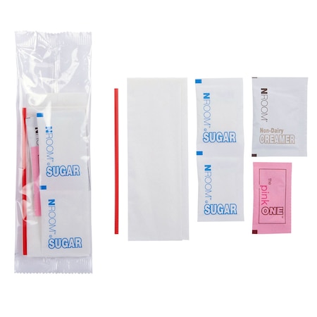 Wna King Packaging Coffee Condiment Kit- 2 Sug 1 Sub 1 Creamer 1 Stirrer & 1 Napkin CA21113