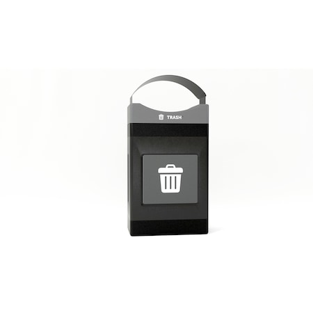 Commercial Zone Products Avante Series 30 Gallon Shallow Black Trash Container w/ Canopy 7873S303A